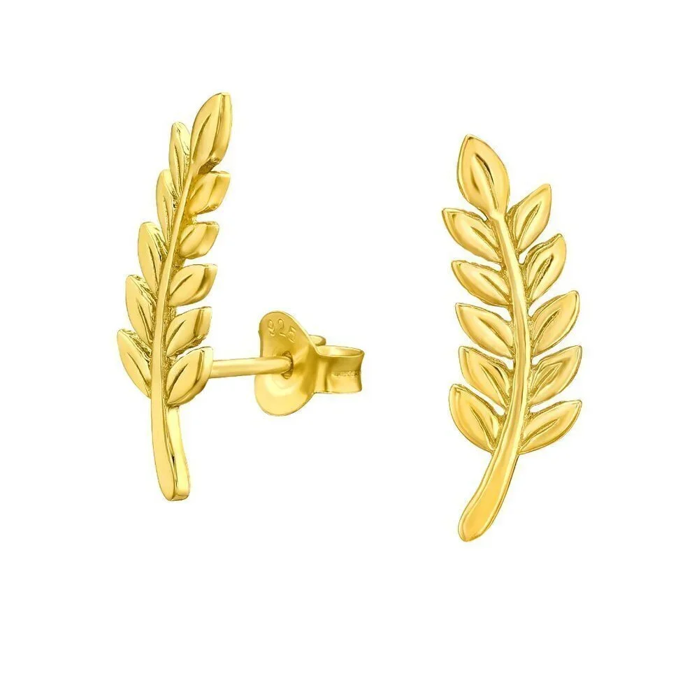 14k Gold Leaf Stud Earrings